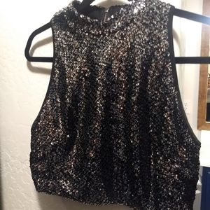 Forever 21 Black Sequin Crop Top